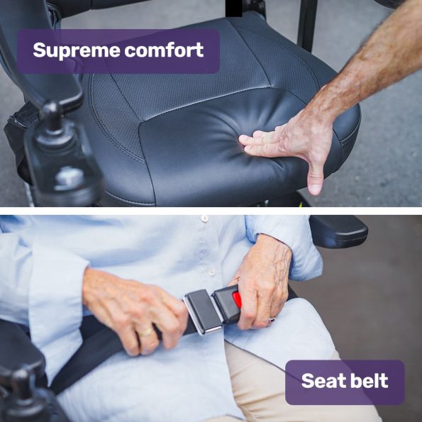 EQUIPMED Heavy Duty Electric Wheelchair| Up to 20km Range| Ultra-Comfortable| Great Turning Circle| Safe Stable Non-Slip Anti-Roll Back Power Chair| Blue - Image 7