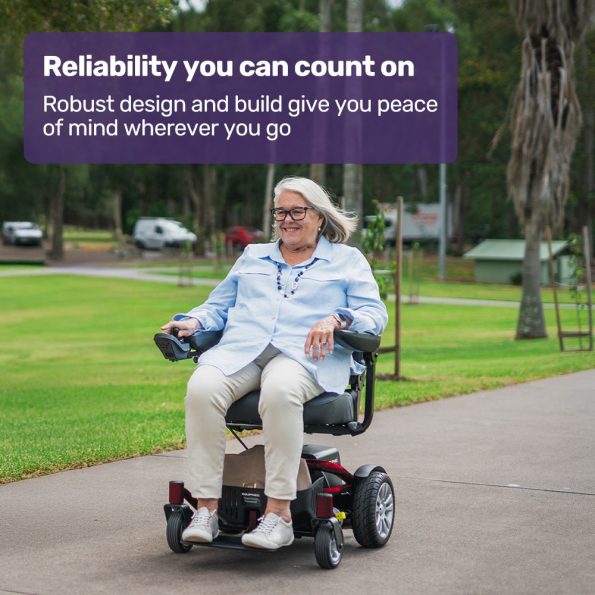 EQUIPMED Heavy Duty Electric Wheelchair| Up to 20km Range| Ultra-Comfortable| Great Turning Circle| Safe Stable Non-Slip Anti-Roll Back Power Chair|Red - Image 3