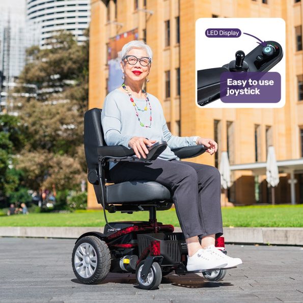 EQUIPMED Heavy Duty Electric Wheelchair| Up to 20km Range| Ultra-Comfortable| Great Turning Circle| Safe Stable Non-Slip Anti-Roll Back Power Chair|Red - Image 4