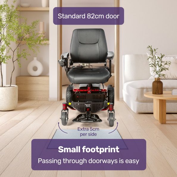 EQUIPMED Heavy Duty Electric Wheelchair| Up to 20km Range| Ultra-Comfortable| Great Turning Circle| Safe Stable Non-Slip Anti-Roll Back Power Chair|Red - Image 8