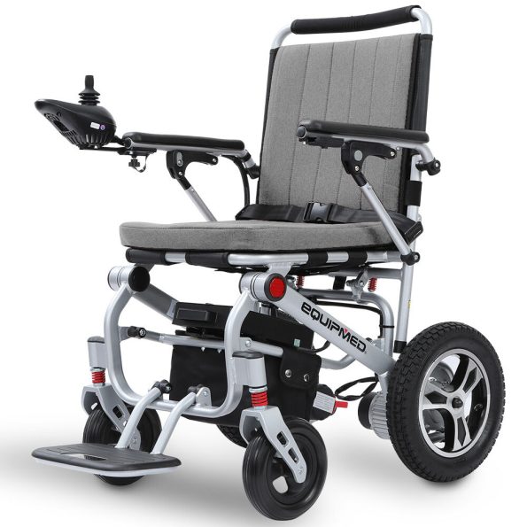 EQUIPMED Ultra-Light Power Wheelchair| Tight Turning| Airline Approved| Folding| ARTG Certified| Aluminium Frame| Lithium Battery| Grey