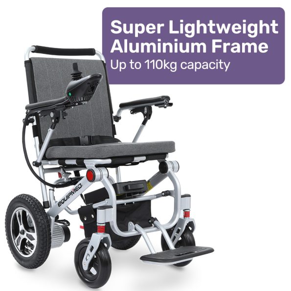 EQUIPMED Ultra-Light Power Wheelchair| Tight Turning| Airline Approved| Folding| ARTG Certified| Aluminium Frame| Lithium Battery| Grey - Image 3
