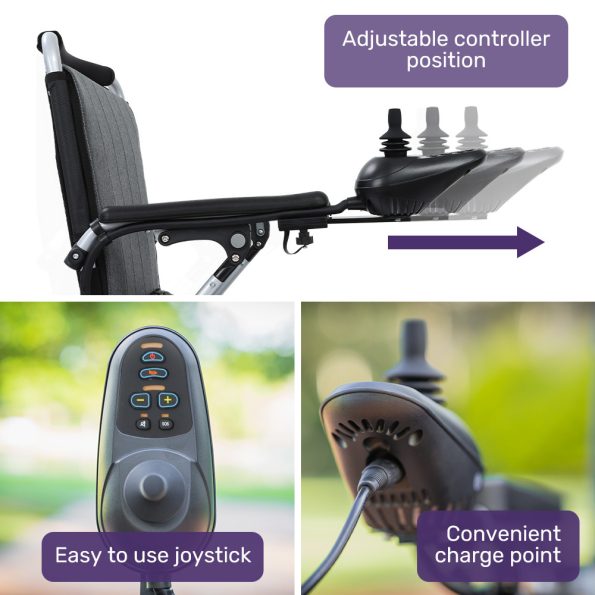 EQUIPMED Ultra-Light Power Wheelchair| Tight Turning| Airline Approved| Folding| ARTG Certified| Aluminium Frame| Lithium Battery| Grey - Image 4