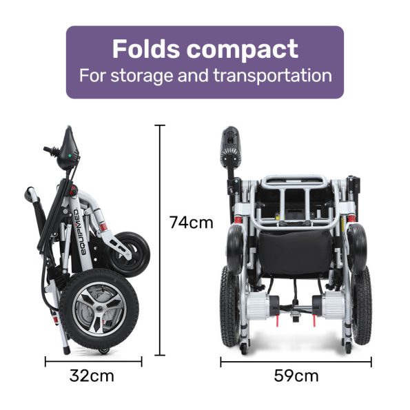 EQUIPMED Ultra-Light Power Wheelchair| Tight Turning| Airline Approved| Folding| ARTG Certified| Aluminium Frame| Lithium Battery| Grey - Image 5