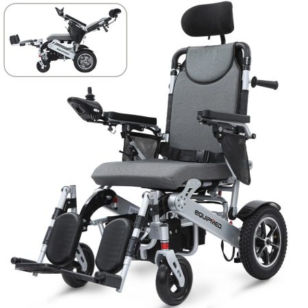 EQUIPMED Power Electric Wheelchair| Folding| Airline Approved| ARTG Certified| Recline Adjustment| Headrest| Aluminium Frame| Lithium Battery