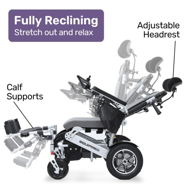 EQUIPMED Power Electric Wheelchair| Folding| Airline Approved| ARTG Certified| Recline Adjustment| Headrest| Aluminium Frame| Lithium Battery - Image 4
