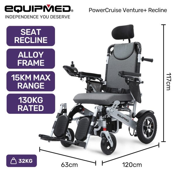 EQUIPMED Power Electric Wheelchair| Folding| Airline Approved| ARTG Certified| Recline Adjustment| Headrest| Aluminium Frame| Lithium Battery - Image 10