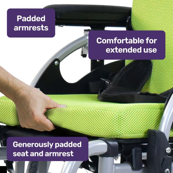 EQUIPMED Kids Premium Paediatric Wheelchair | Lightweight Aluminium | 22 Wheels  75kg Rated Green - Image 7