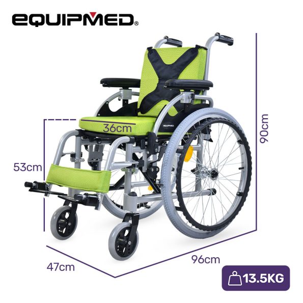EQUIPMED Kids Premium Paediatric Wheelchair | Lightweight Aluminium | 22 Wheels  75kg Rated Green - Image 11