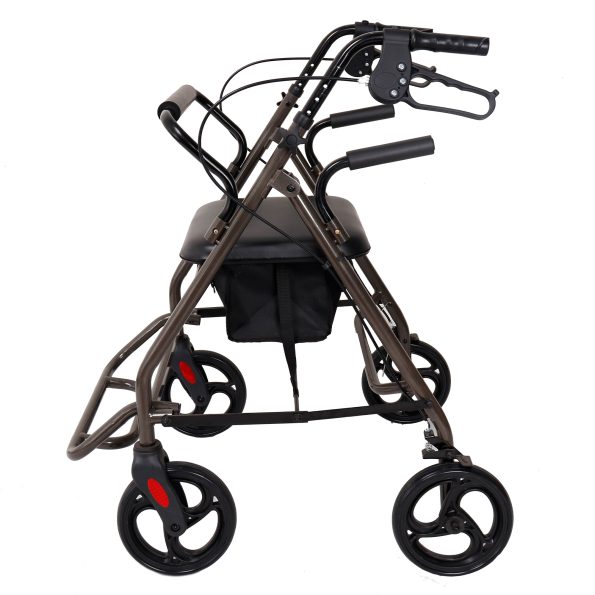 Orthonica Foldable Steel Frame Rollator Walker Lightweight Mobility Aid in Grey - Image 3