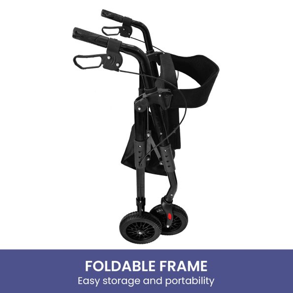 Orthonica Foldable Mobility Steel Rollator 136kg Max Capacity Black - Image 6