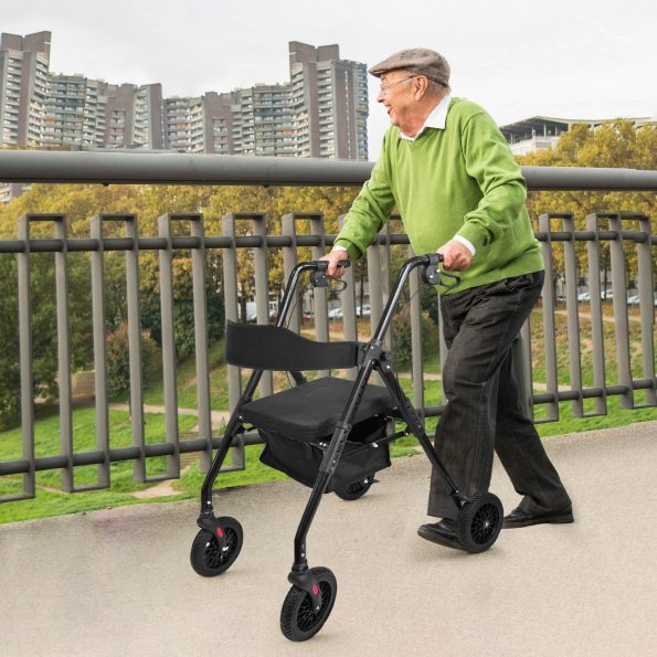 Orthonica Foldable Mobility Steel Rollator 136kg Max Capacity Black - Image 10