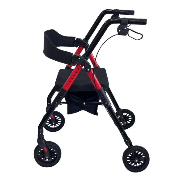 Orthonica Foldable Mobility Steel Rollator 136kg Max Capacity Red - Image 2