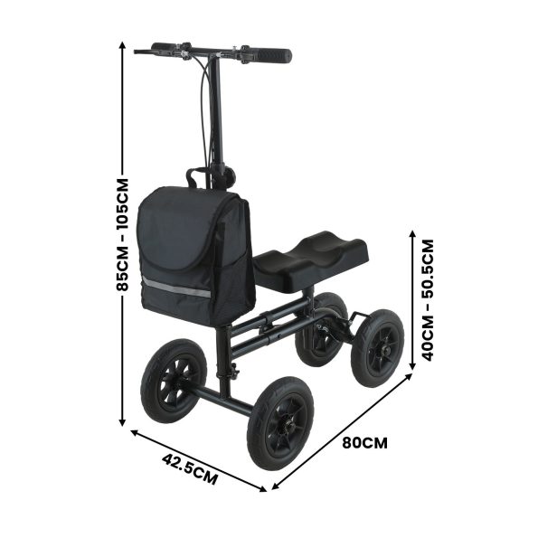 Orthonica Mobility Steel Knee Scooter Walker Steerable Ergonomic Foldable Scooter 10-inch Wheels Height Adjustable Steel Frame 136kg Weight Capacity - Image 3