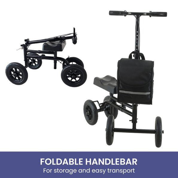Orthonica Mobility Steel Knee Scooter Walker Steerable Ergonomic Foldable Scooter 10-inch Wheels Height Adjustable Steel Frame 136kg Weight Capacity - Image 4