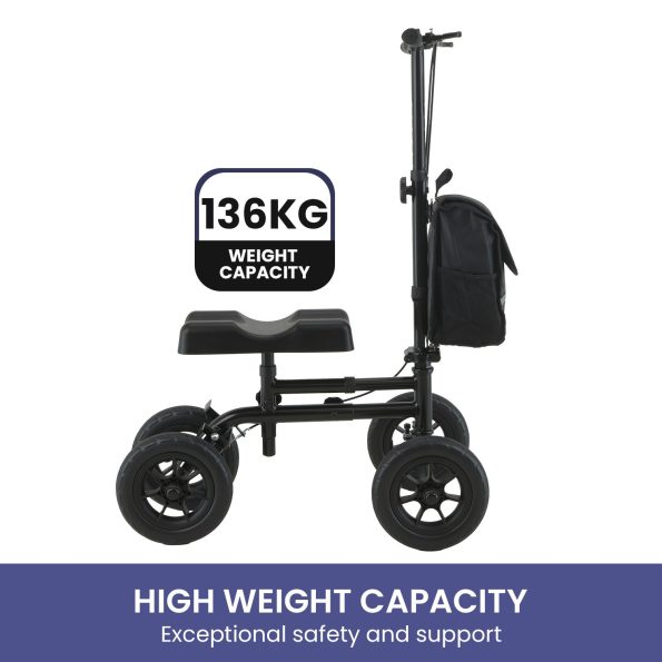 Orthonica Mobility Steel Knee Scooter Walker Steerable Ergonomic Foldable Scooter 10-inch Wheels Height Adjustable Steel Frame 136kg Weight Capacity - Image 8
