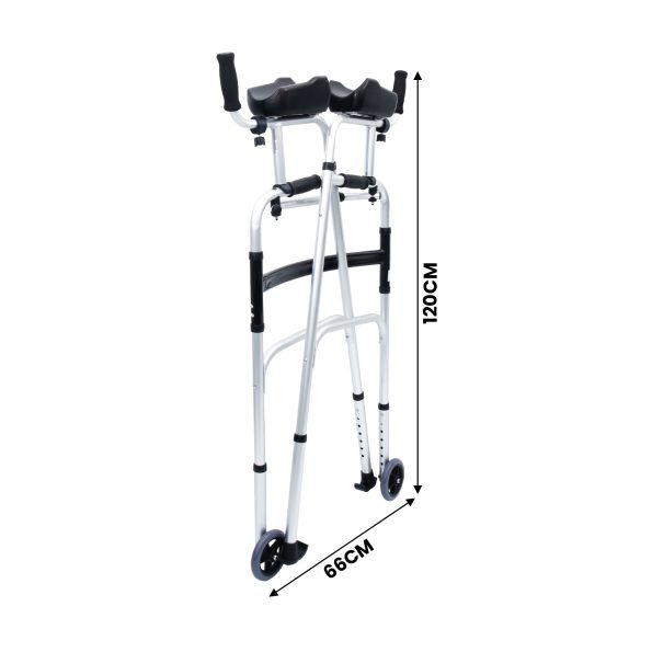 Orthonica Folding Rollator Walker Aluminium Adjustable Handles With Cane Box - Image 3