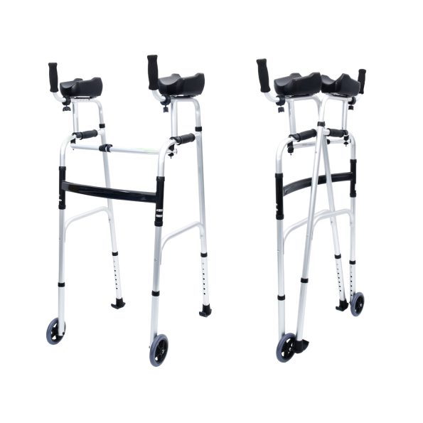 Orthonica Folding Rollator Walker Aluminium Adjustable Handles With Cane Box - Image 6
