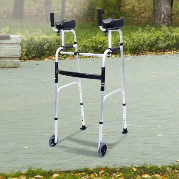 Orthonica Folding Rollator Walker Aluminium Adjustable Handles With Cane Box - Image 9