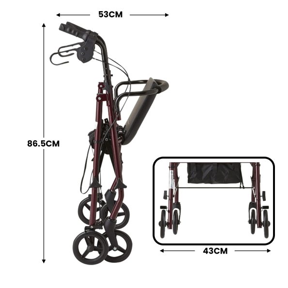 Orthonica Foldable Steel Frame Rollator 4-wheel Walker - Image 3