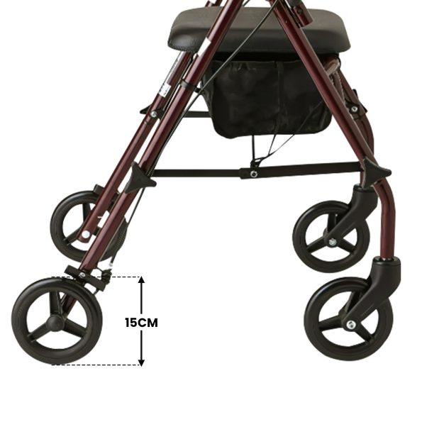 Orthonica Foldable Steel Frame Rollator 4-wheel Walker - Image 6