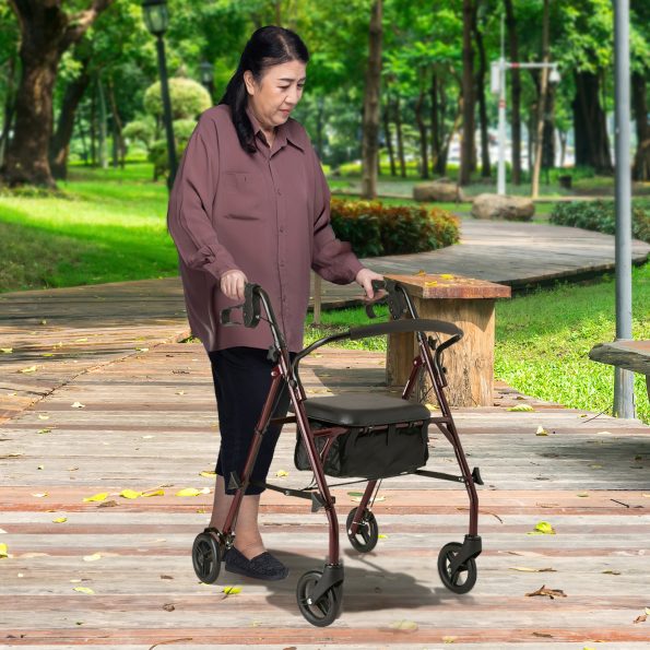 Orthonica Foldable Steel Frame Rollator 4-wheel Walker - Image 8