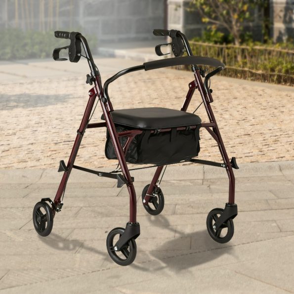 Orthonica Foldable Steel Frame Rollator 4-wheel Walker - Image 9