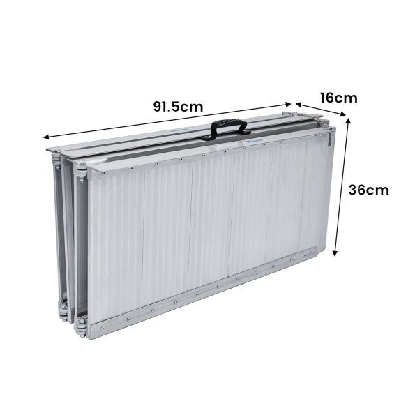 Kartrite 6ft Aluminium Foldable Wheelchair Ramp Non-Slip R02 Silver - Image 2