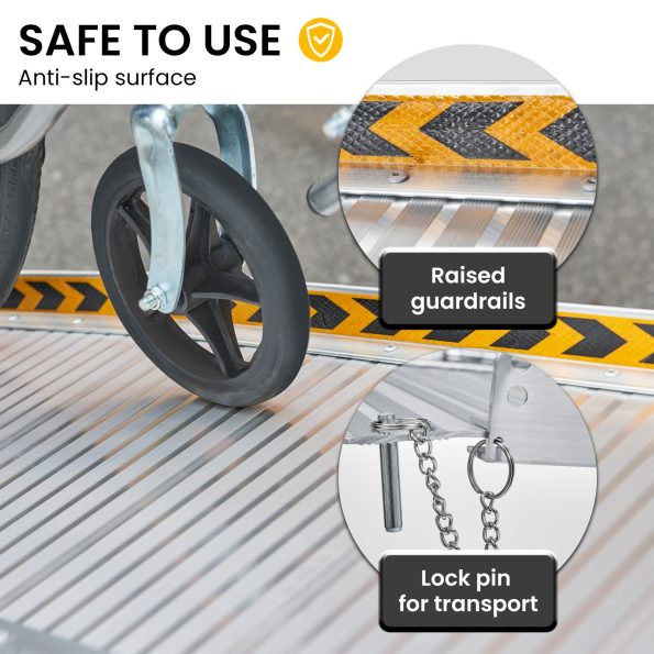 Kartrite 6ft Aluminium Foldable Wheelchair Ramp Non-Slip R02 Silver - Image 10