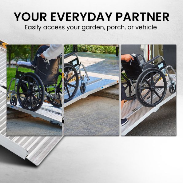Kartrite 6ft Aluminium Foldable Wheelchair Ramp Non-Slip R02 Silver - Image 12