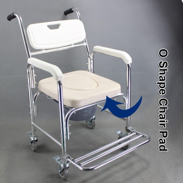 3-in-1 Mobile Rolling Chair Wheelchair Commode Bedside Toilet Chair Shower Chair - Image 7