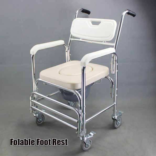3-in-1 Mobile Rolling Chair Wheelchair Commode Bedside Toilet Chair Shower Chair - Image 8