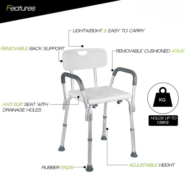 Adjustable Medical Shower Chair Portable Stool Mobility bathtub chair - Image 4