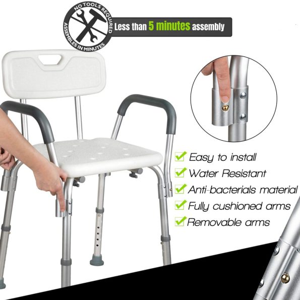 Adjustable Medical Shower Chair Portable Stool Mobility bathtub chair - Image 7
