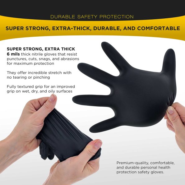 100x Nitrile Black Industrial Mechanic Tattoo Food Disposable Gloves Medium - Image 5
