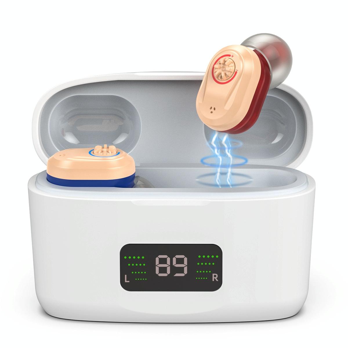 Digital Display In Ear Hearing Aid Earphone - White - Image 11