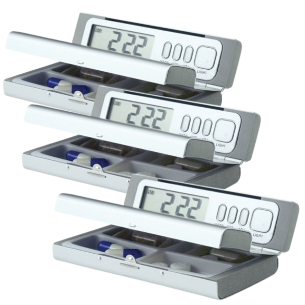 3x TravelPal Pill Box Dispenser Case Medicine Tablet Travel Organizer w/ Alarm - Image 2