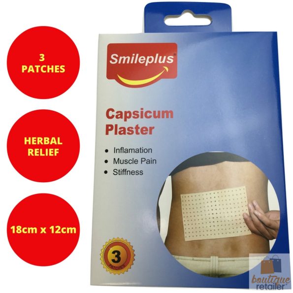 3x CAPSICUM PLASTER PATCHES Herbal Muscle Pain Inflammation Ache Relief - Image 2