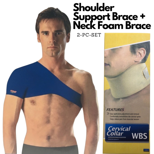 Shoulder Support Brace + Cervical Collar Neck Foam Brace Support Pain Relief - Image 2