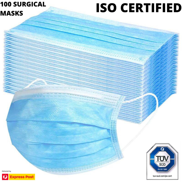 100x Disposable SURGICAL MASKS Face Guard Dust Mouth 3 Ply Air Purifying - Image 9