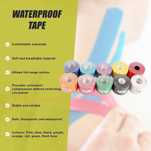 10x 5Mx5CM of Waterproof Kinesiology Sports Tape - Image 10
