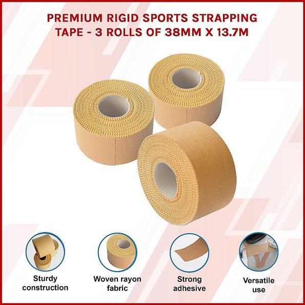 Premium Rigid Sports Strapping Tape - 3 Rolls of 38mm X 13.7M - Image 3