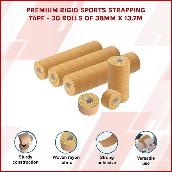 Premium Rigid Sports Strapping Tape - 30 Rolls of 38mm X 13.7M - Image 3