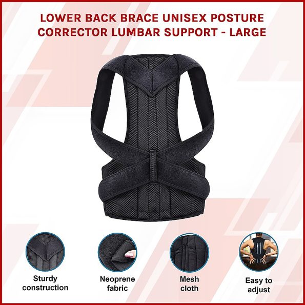 Lower Back Brace Unisex Posture Corrector Lumbar Support - Large - Image 3