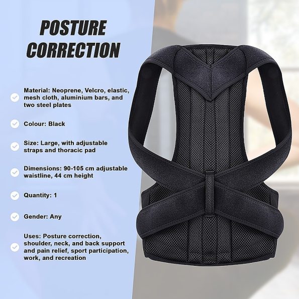 Lower Back Brace Unisex Posture Corrector Lumbar Support - Large - Image 10