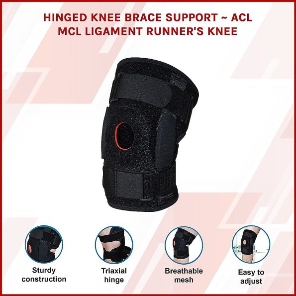 Hinged Knee Brace Support ~ ACL MCL ligament Runner's Knee - Image 3
