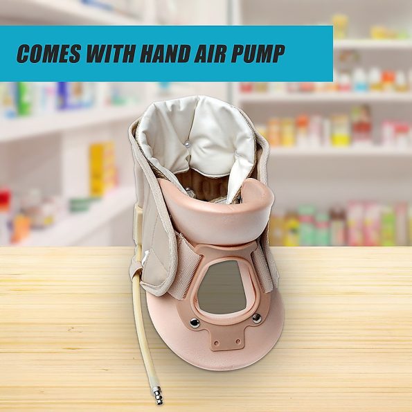 Neck Traction Air Decompression Support Brace Cervical Collar Hand Pump - Image 9