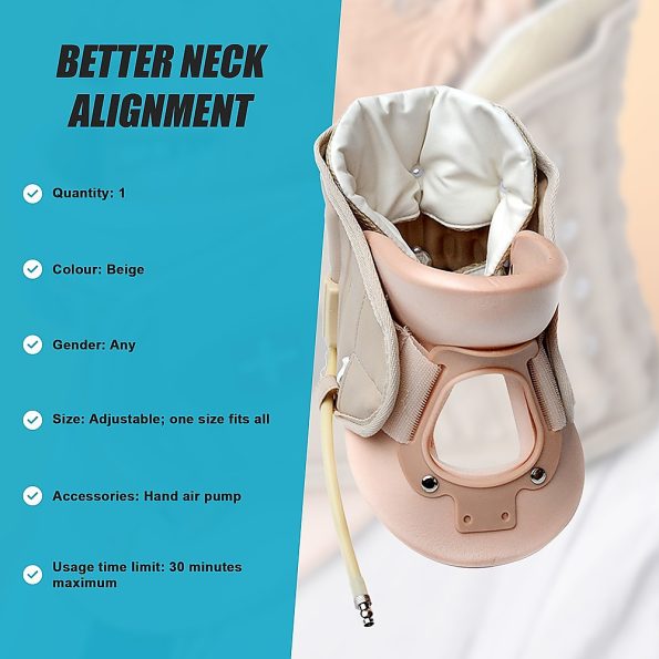 Neck Traction Air Decompression Support Brace Cervical Collar Hand Pump - Image 10
