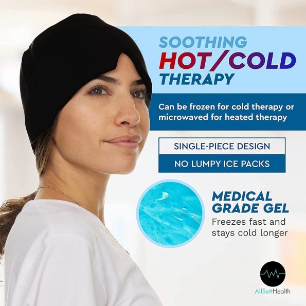 Grey Hot & Cold Therapy Gel Mask - Reusable, Soothing Facial and Head Relief Wrap - Image 4