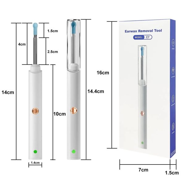 White Smart Visual Ear Cleaner with 7 Silicone Tips and Type-C Charging Cable - Image 5
